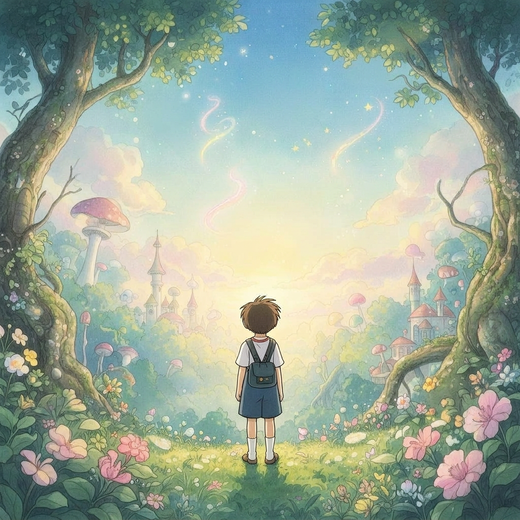 Dreamy watercolor storybook illustration