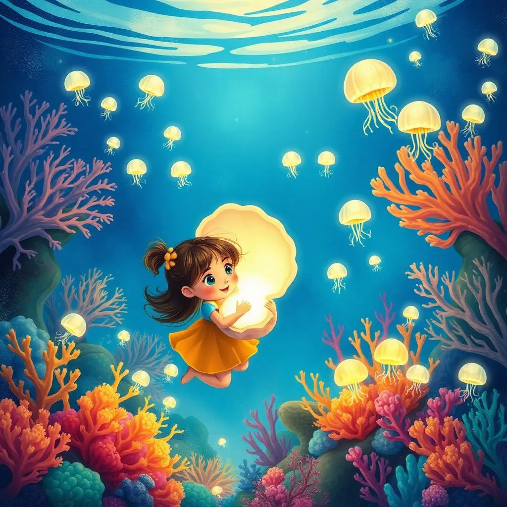 AI illustration of a Noor and the Reef That Forgot Its Song story for children, page 3