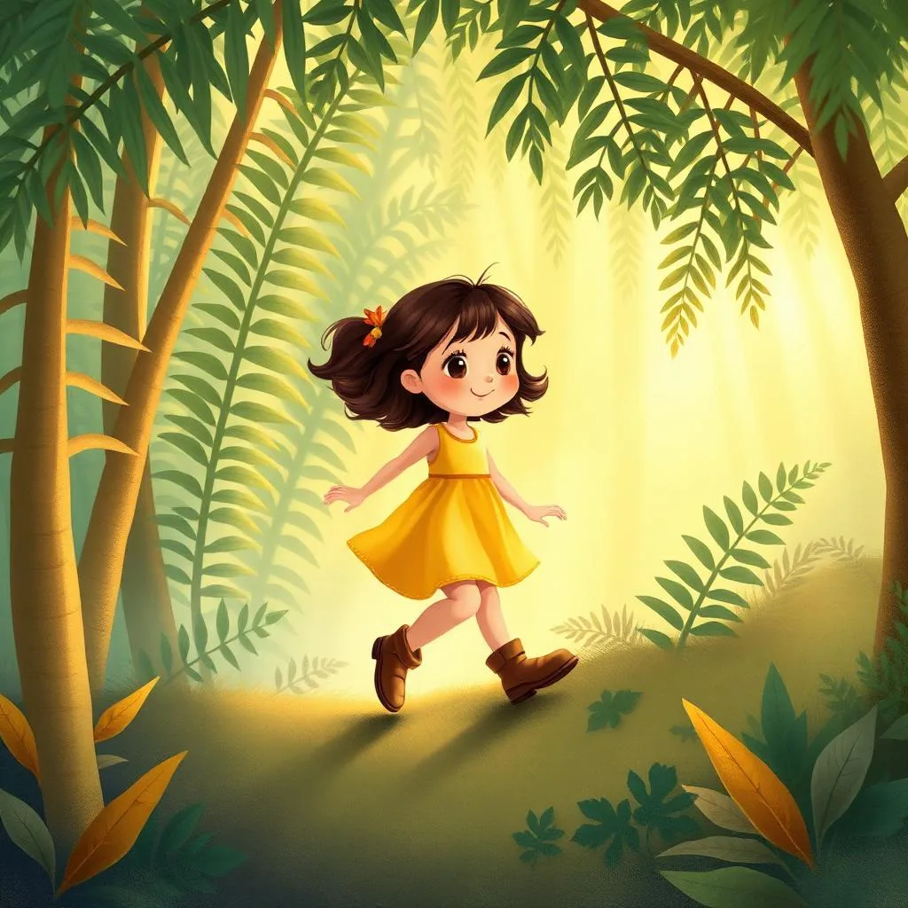 AI illustration of a Mia and the Sun Egg story for children, page 1