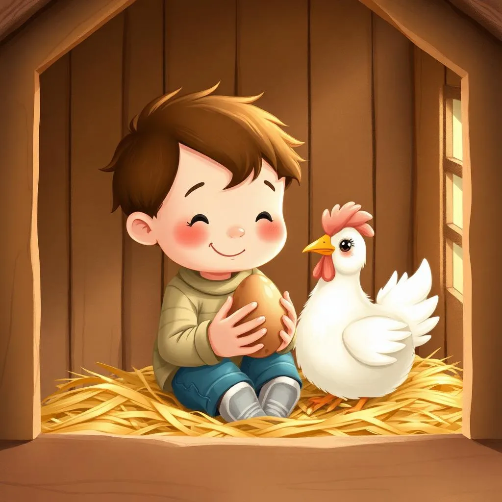 AI illustration of a Theo, the Junior Farm Helper story for children, page 2