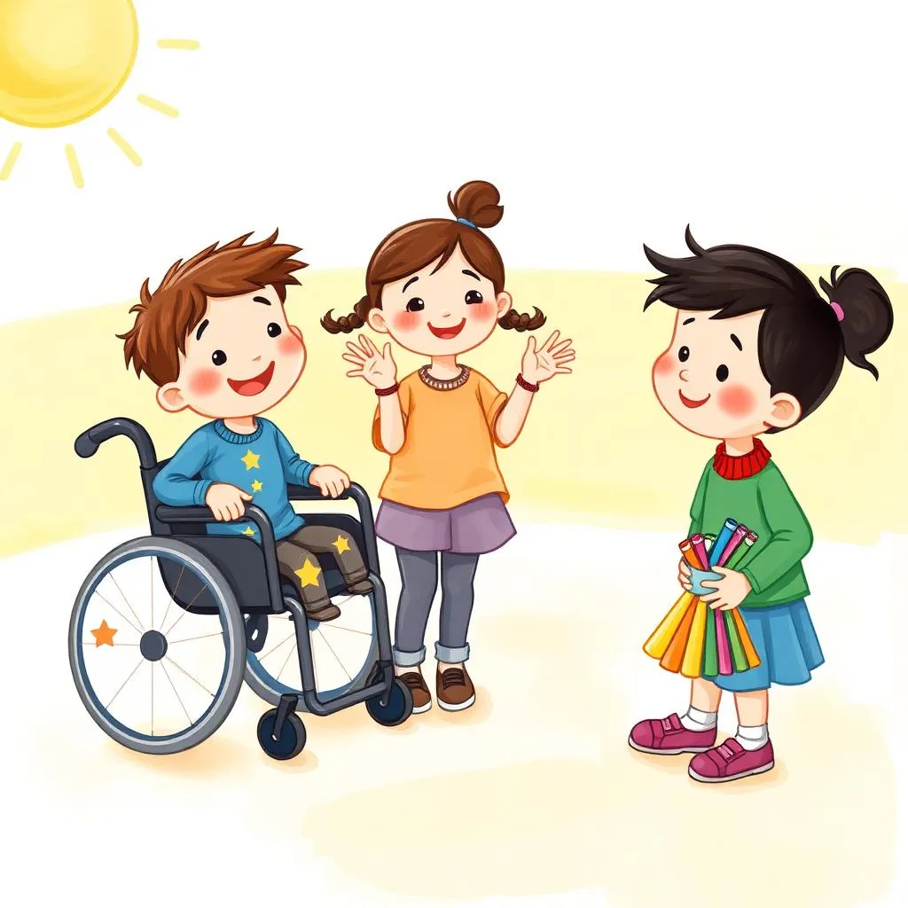 AI illustration of a Aria and the Buddy Bench story for children, page 2