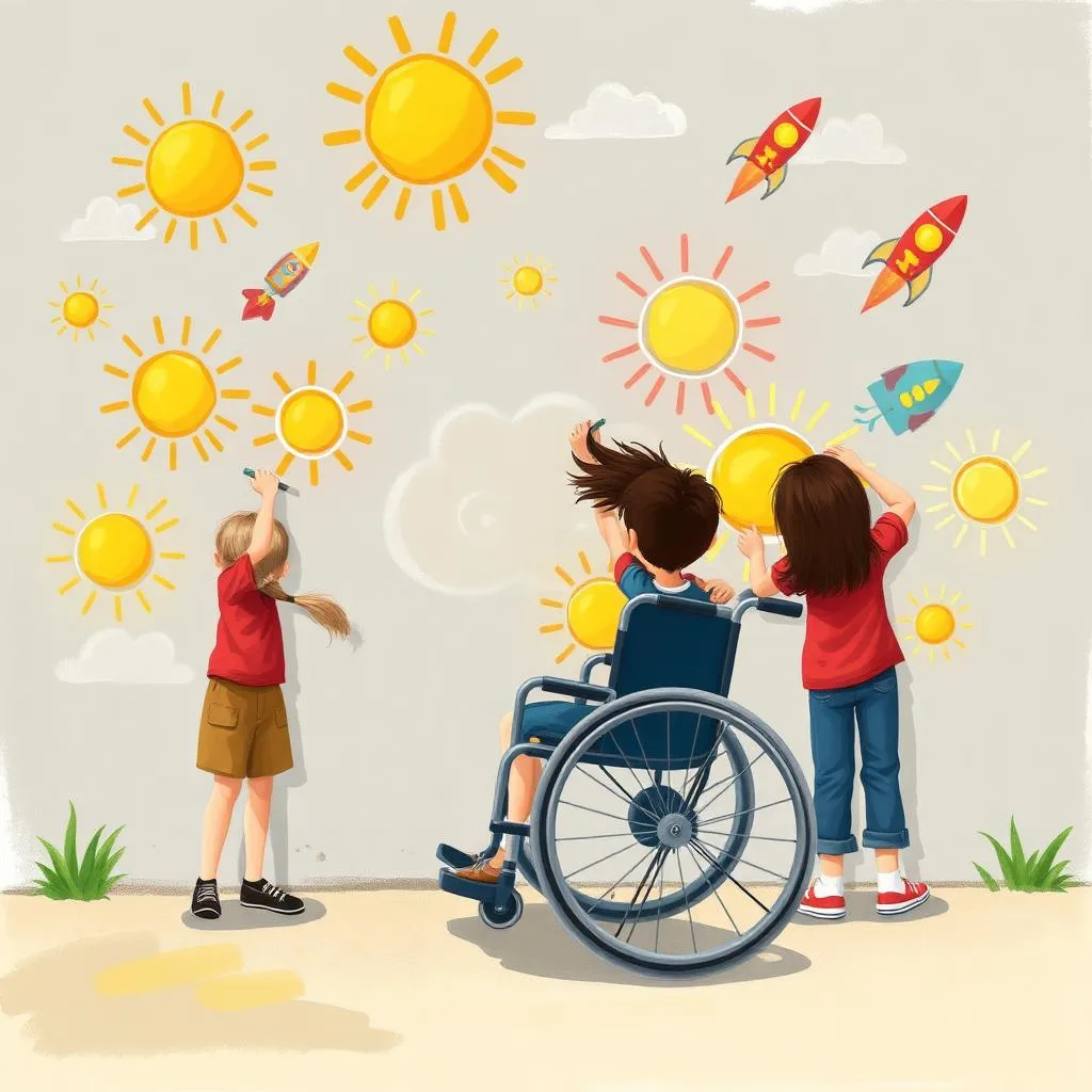 AI illustration of a Aria and the Buddy Bench story for children, page 3