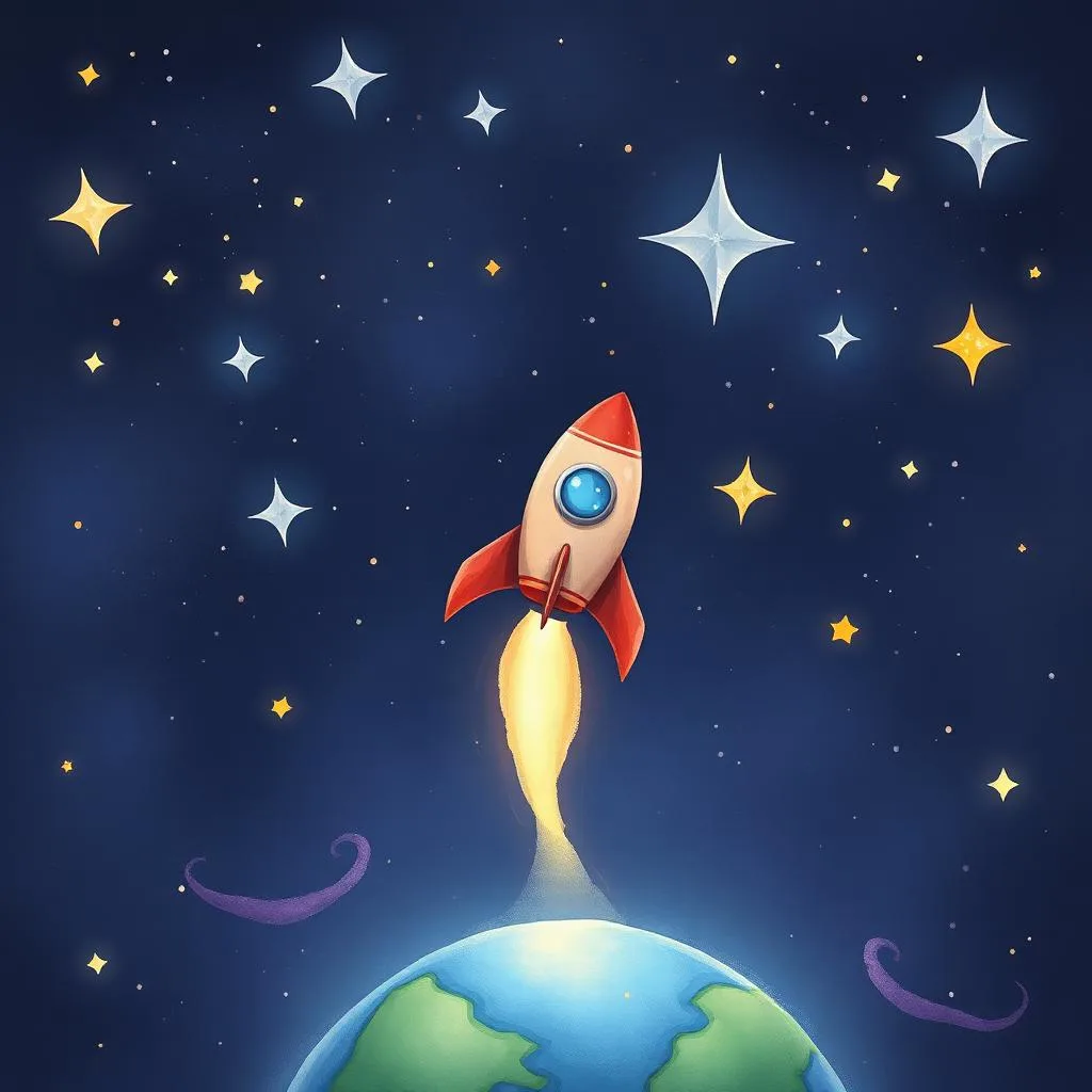 AI illustration of a Captain Liam and the Lost Moon story for children, page 2
