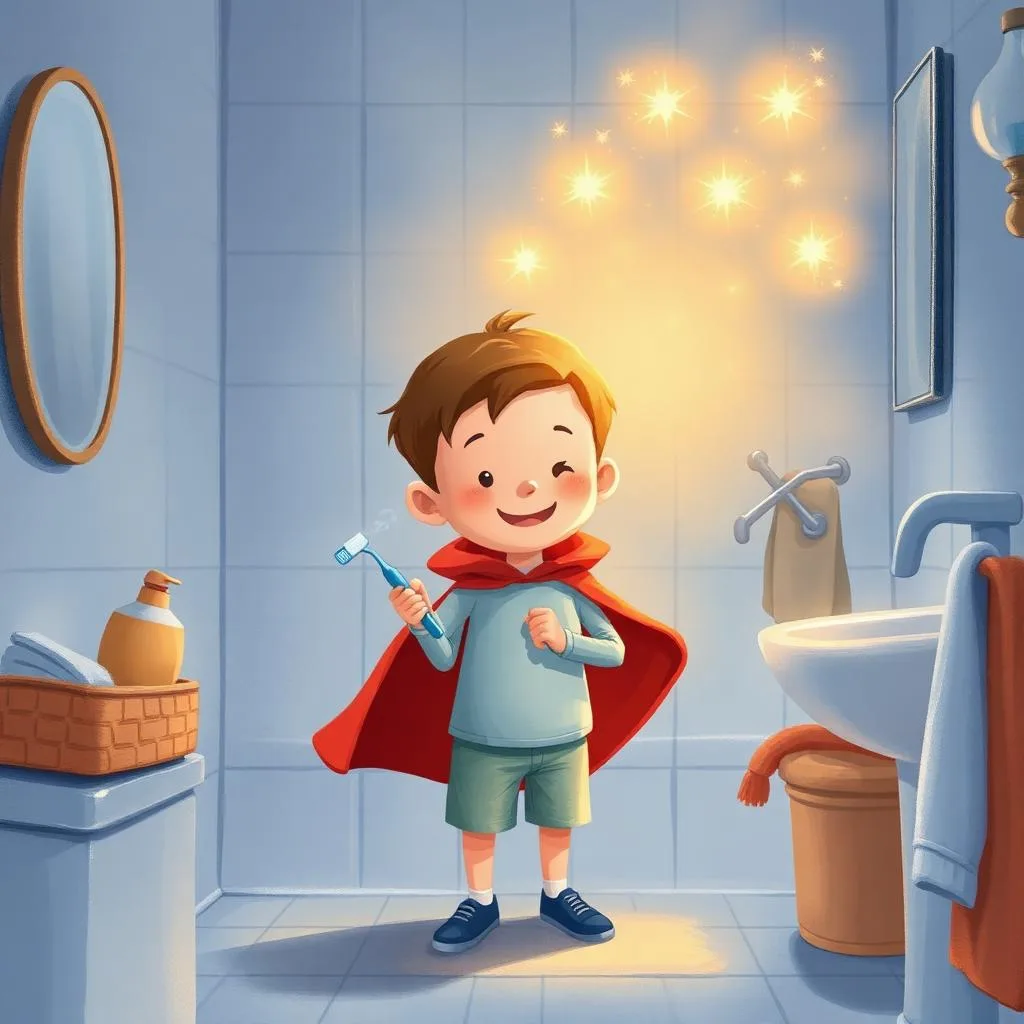 AI illustration of a Capitan Kai e il Mantello Luminoso story for children, page 1