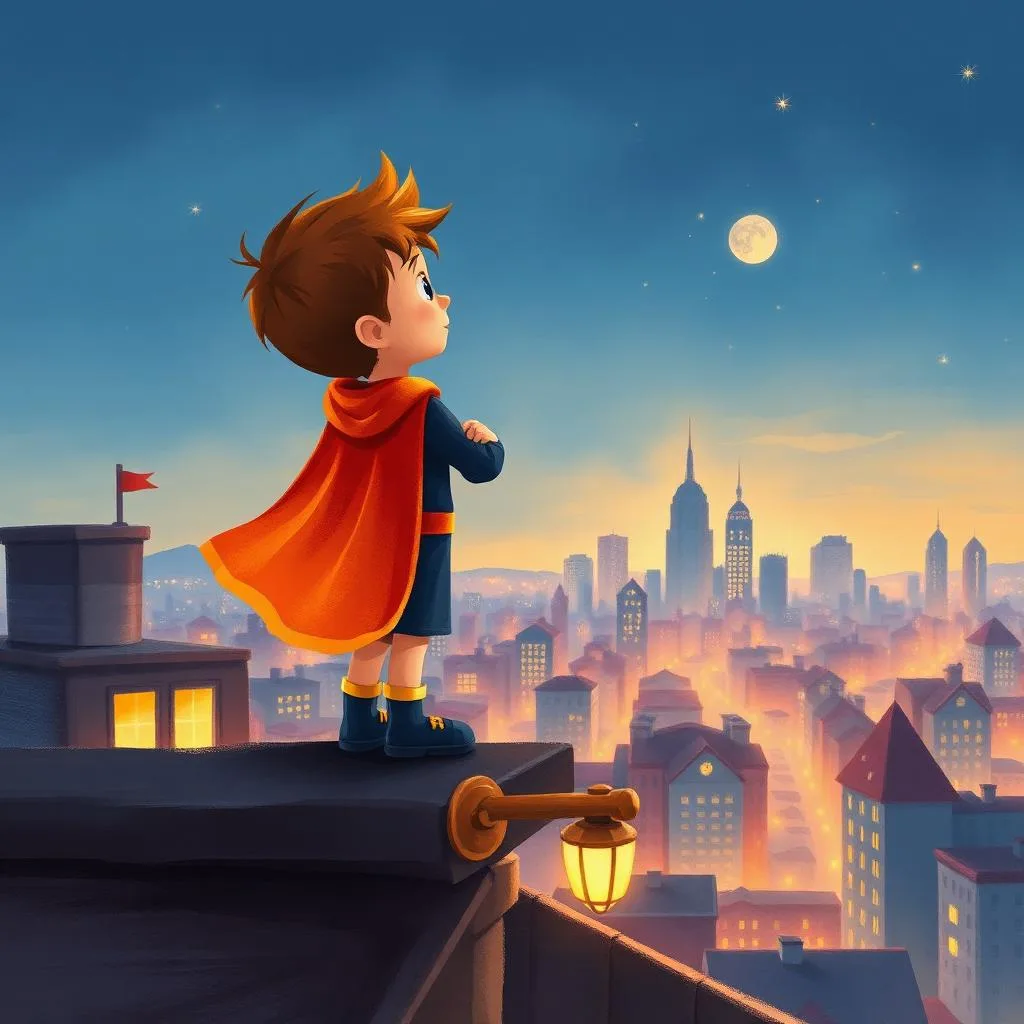 AI illustration of a Capitan Kai e il Mantello Luminoso story for children, page 2